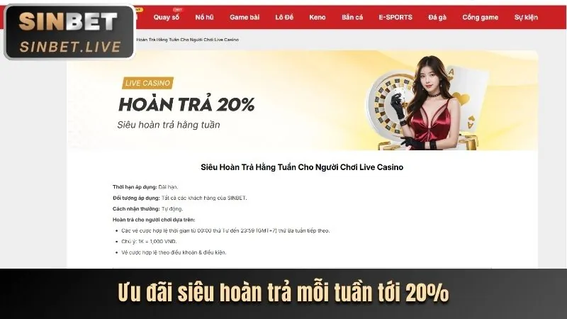 Hoàn trả thua cược hàng tuần